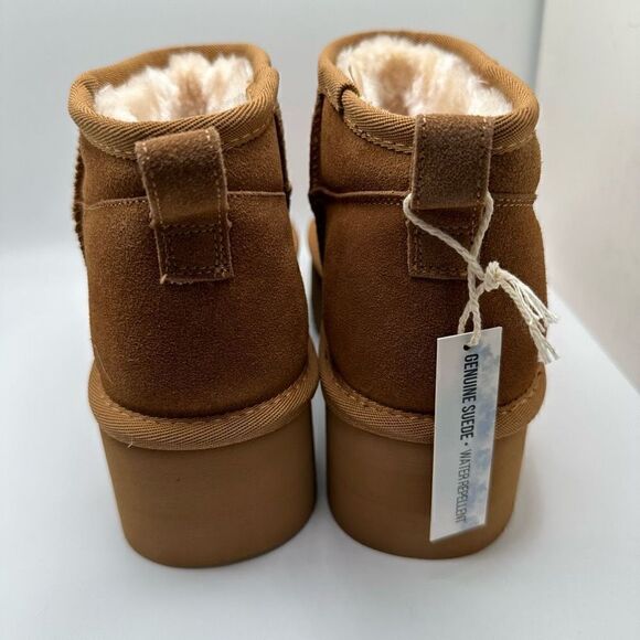 CUSHIONAIRE Women's Genuine Suede pull platform boot +Memory Foam 7.5 CHESTNUT - Picture 4 of 7